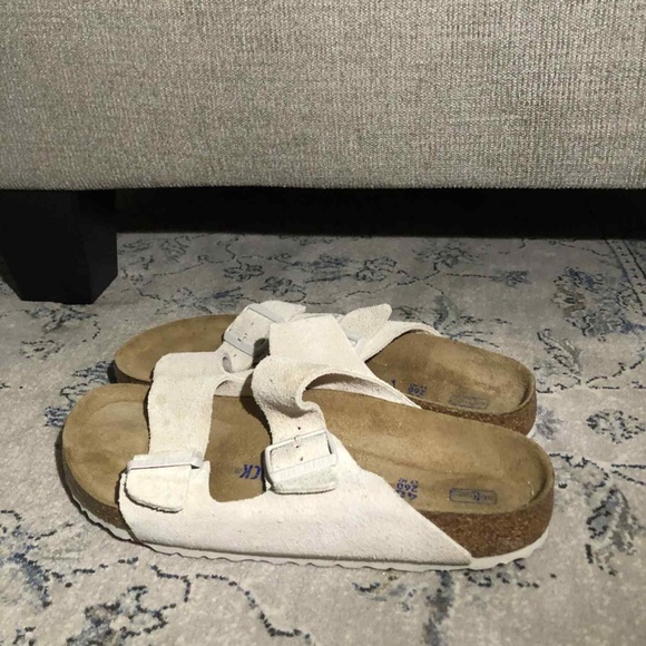 Birkenstock Arizona Soft Slide Sandal Antique White Suede main image 8